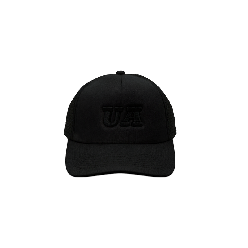 UA Black Net Cap front view — luxury bold premium streetwear headwear Philippines