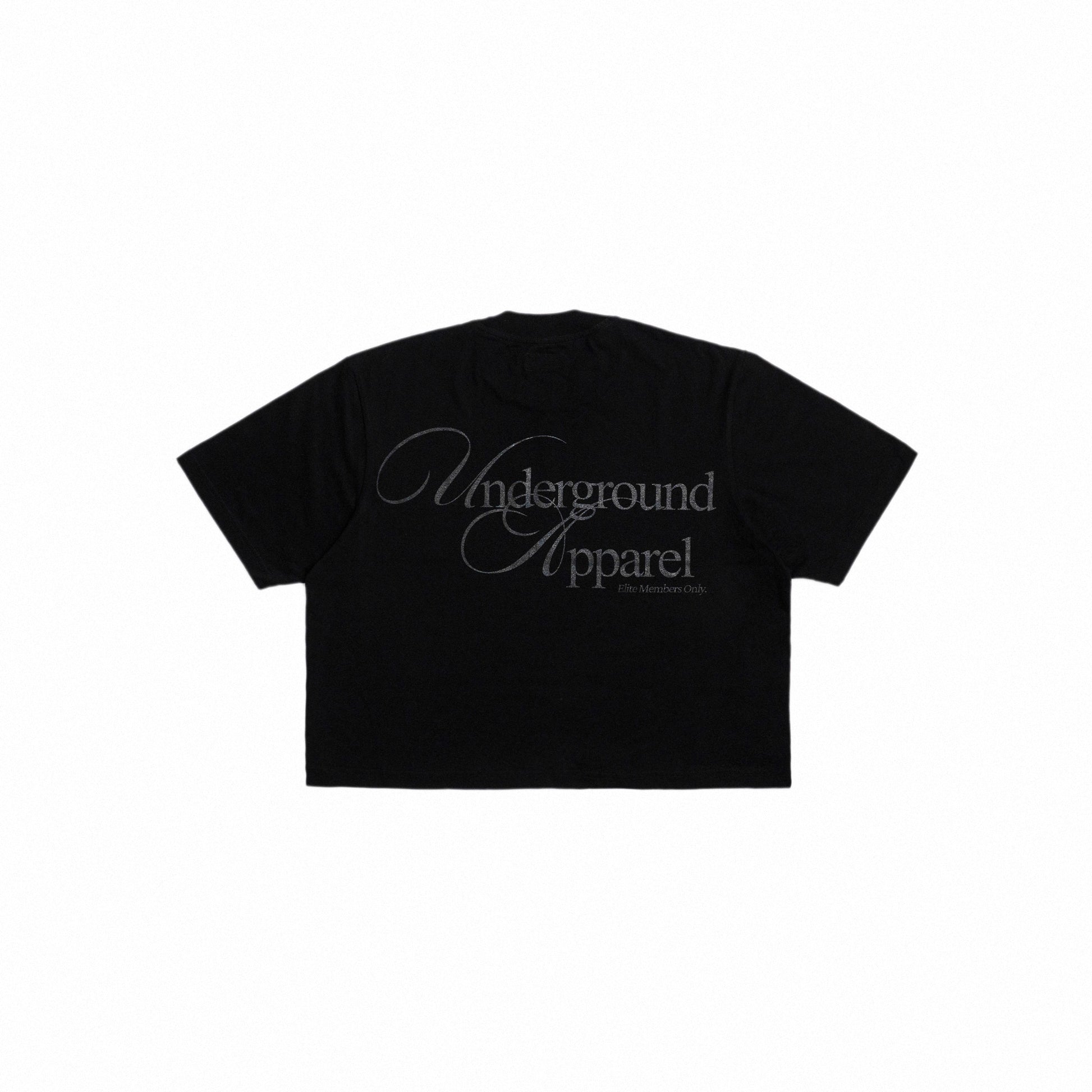 UA Cursive FCO Black tee back view