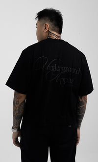 UA Cursive FCO Black tee model shot