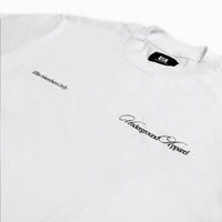 UA Cursive FCO White tee close-up 1