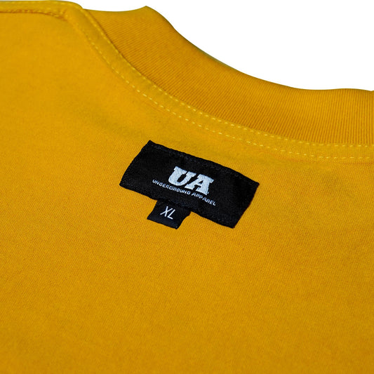 UA Mustard Yellow luxury tee front IMG1501