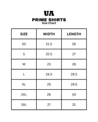 UA Prime shirts official size chart