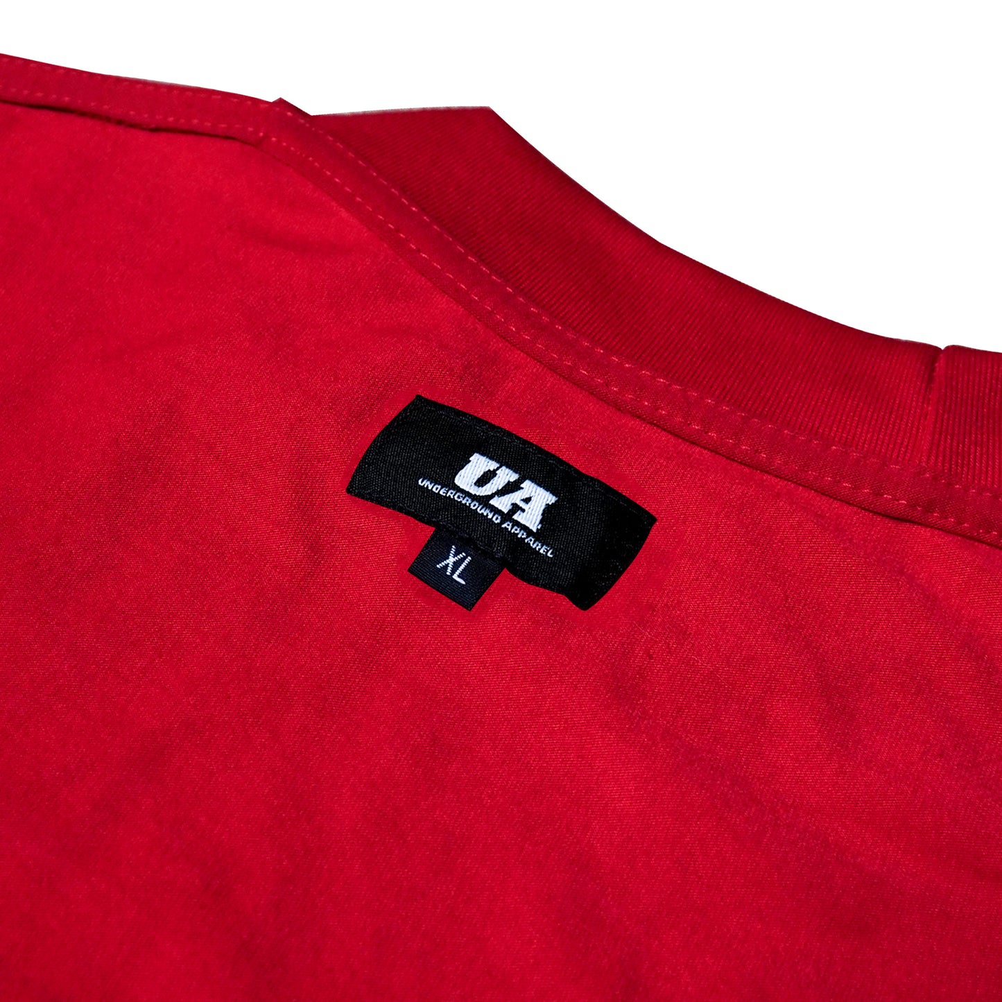 UA premium tee fabric close-up on body