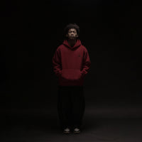 Model UA Wine Red hoodie alternate