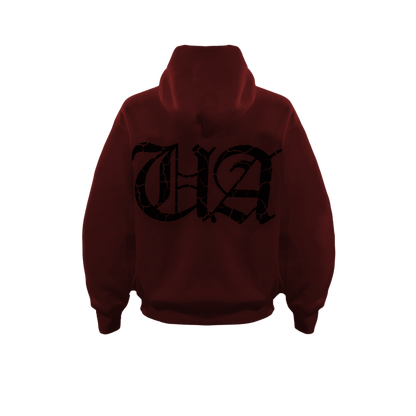 UA Wine Red premium fleece hoodie back