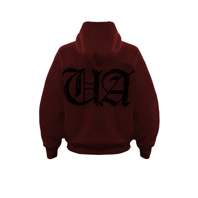 UA Wine Red premium fleece hoodie back — luxury Philippines